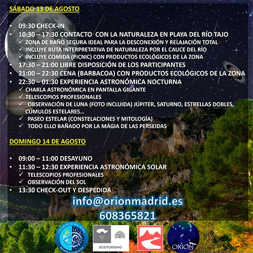 Experiencia de astroturismo en el Alto Tajo descripción